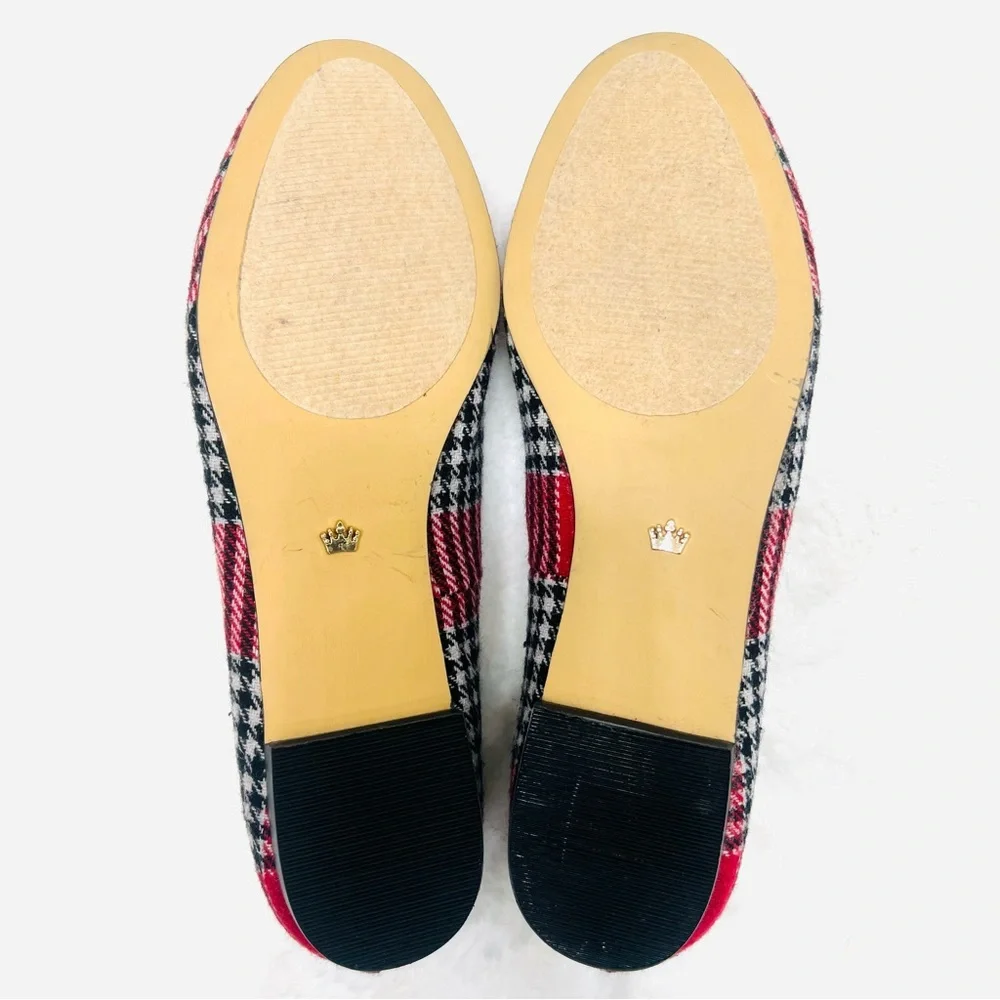 DEESIGNS By Dee Ocleppo Red Black White Plaid Gold Crown Loafers Flats S… - Picture 8 of 12